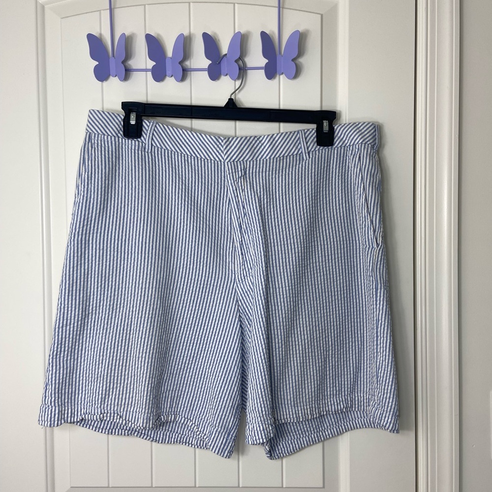 EUC Walter Hagen‎ men’s blue white striped pocket seersucker golf shorts cotton